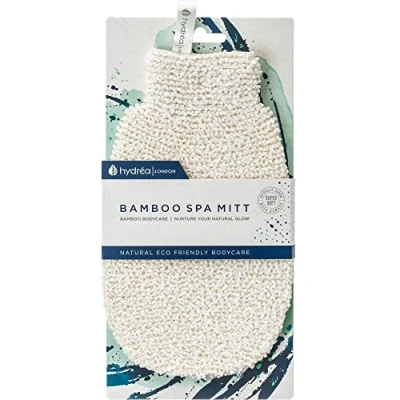 Image of Hydrea London Exfoliating Mitt Ultra Soft Natural Bamboo Face Exfoliator &amp; Body Scrubber for Men Women Deep Cleanse, Massage Bathing Shower Scrub Cotton Bath Glove All Skin Types
