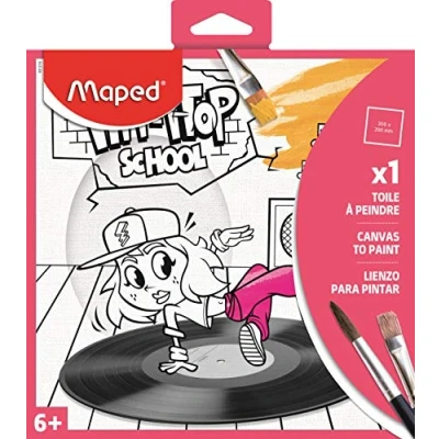 Image of Maped 831215 Pink Reusable Pouch Canvas Hip Hop Mini Painting Board 20 x cm Photo Coloring Pages for Children from 6 Years Old Creative Hobbies, 20x20 (Lot de 1)