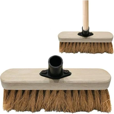 Image of WOODEN BRISTLE BASSINE BRUSH BROOM HEAD FLOOR CLEANING SWEEPING PVC BRACKET SOFT