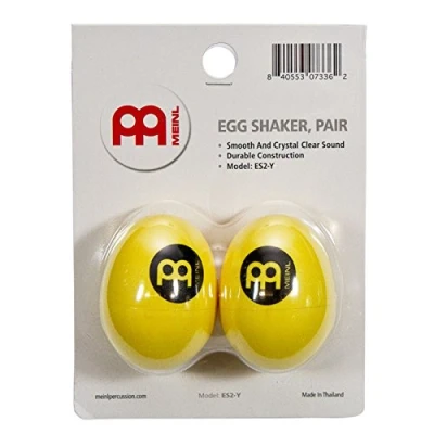 Image of Meinl Percussion egg Shaker Pair 2 shakers with clear, soft Sound Musician Gift Plastic, Yellow (ES2 Y)