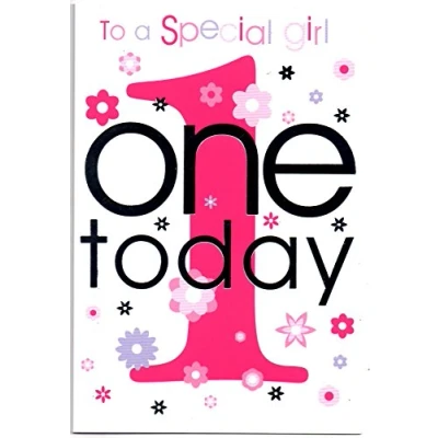 Image of Birthday Card for 1st Birthday. 1 Year Old Girl