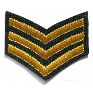 Image of Flyingshark Gold Sergeant Sargent Stripes Iron Sew On Embroidered Patch Badge Army Military