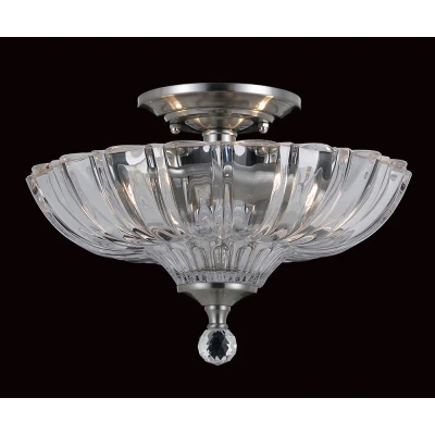Image of Dallas Satin Nickel Bowl Semi Flush Ceiling Light
