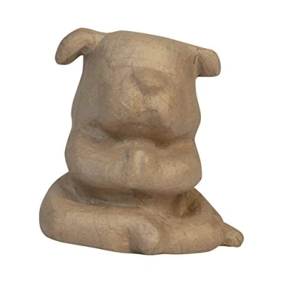 Image of Décopatch Ref SA222C Yoga Bulldog Papier Maché Object to Decorate 13.5 x 10.5 13.5cm with Papers &amp; PaperPatch Glue, Glitter, Paints