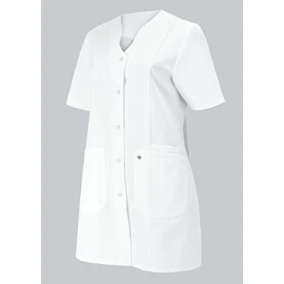 Image of BP 1640 485 21 36n, Women&#039;s tunic, 1/2 sleeve, V neck with press stud band 215,00 g/m², fabric blend white, 10n