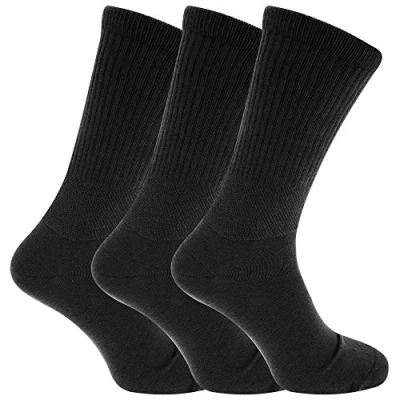 Image of Mens Extra Wide Comfort Fit Feet Diabetic Socks (3 Pairs) (UK 6 11 EURO 39 45) (Black)