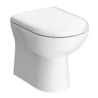Image of VeeBath Pro Bathroom D Shaped White Modern Back to Wall BTW WC Toilet Pan with Soft Close Seat &amp; Cover 550mm Projection