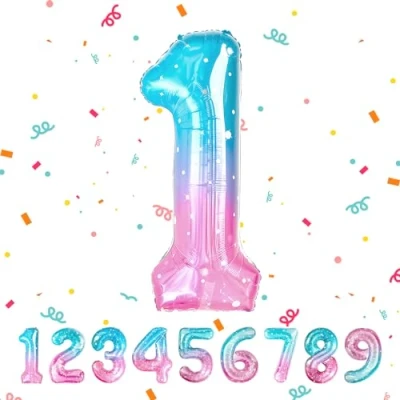 Image of Number 1 Balloons 1,Rainbow Balloon 40 Inch Giant Helium Foil for Boys Girls Party Decor Birthday Anniversary Graduation Decorations Supplies