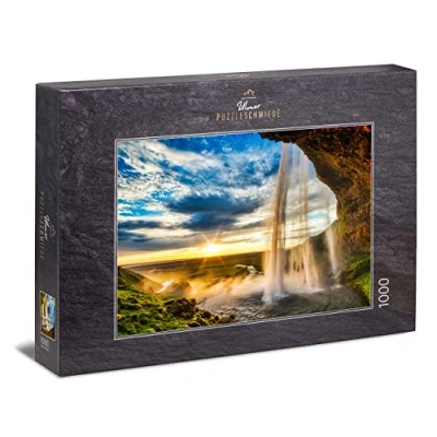 Image of Ulmer Puzzleschmiede puzzle waterfall 1000 pieces jigsaw Iceland&#039;s spectacular before sunset