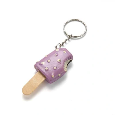 Image of Komonee Ice Lolly Purple Keychain Cream Key Ring Frozen Lollipop Chain Novelty Keyring