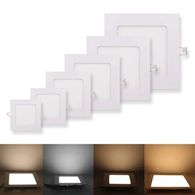 Image of GQL Dimmable Square Recessed LED Ceiling Flat Panel Down Light Ultra Slim Lamp (Warm White (2800 3200K), 12W)
