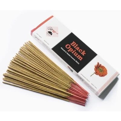 Image of Giftbrit Black Opium Natural &amp; Herbal Incense Sticks 100 With 1 Holder For Meditation, Yoga, Church, Relaxation, Healing and Positivity