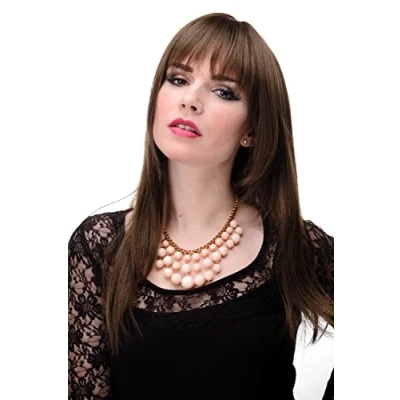 Image of Wig ME UP 3280 10 Lady Quality long straight sexy fringe bangs medium brown 19,5 inch