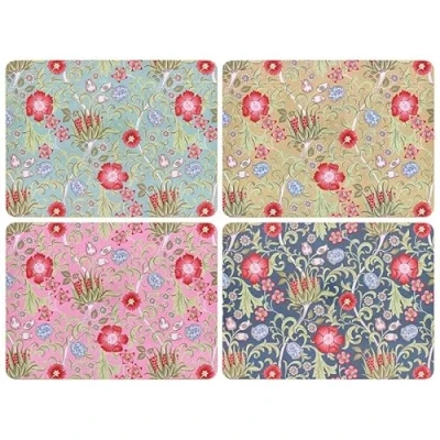 Image of LESSER &amp; PAVEY Placemats Set 4 Cork Back Heat Protect Standen Floral Artistic Flower Assorted