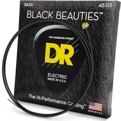 Image of DR BKB5 45 Strings BLACK BEAUTIES™ Coloured Bass Strings: 5 String Medium 125