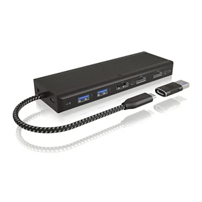 Image of ICY BOX USB C Docking Station (10 in 1) Dual Monitor 2 HDMI and DP , Laptop with DisplayPort (4 Ports, Gigabit Ethernet, DisplayLink), IB DK4080AC