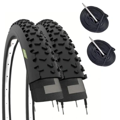 Image of 2 Tyres 27.5 x 2.25 (57 584) + Tyre Tubes for MTB 27 Mountain Bike Bicycle