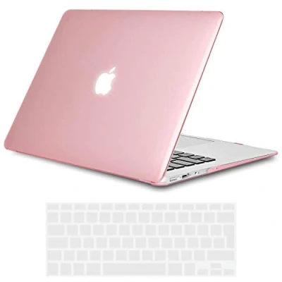 Image of TECOOL Case Compatible with MacBook Air 13 inch 2010 2017 A1466 A1369, Ultra Slim Hard Shell &amp; UK EU Keyboard Cover, Glossy Surface, Crystal Fuchsia
