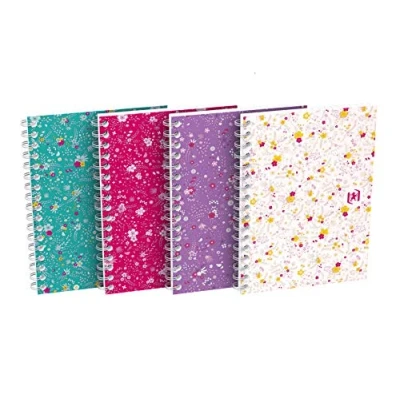 Image of Oxford Spiral Notebook A6 Floral Squared 100 Pages Soft Cover 4 Designs (Pack of 10)