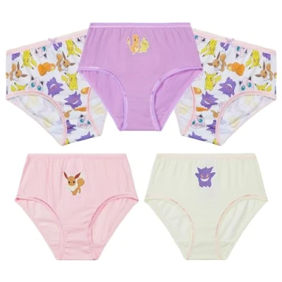 Image of Pokemon Girls Knickers, Comfy Breathable Cotton Underwear for Kids, Teens 5 Pack (Pink/Multi, 3 4 Years)