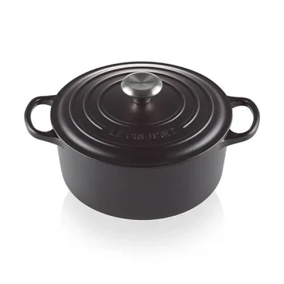 Image of Le Creuset Signature Satin Black Cast Iron 26cm Round Casserole