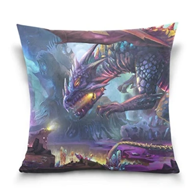 Image of Linomo Throw Pillow Cover 18x18 inch, Dragon Planet Decorative Cases Cushion for Couch Sofa Bed Home