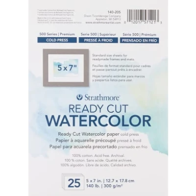 Image of Strathmore 140 205 Watercolor Paper Pack 5 x 7 inch, 25 Sheets