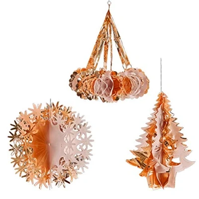Image of Widdle Wonderland Rose Gold Christmas Foil Ceiling Decorations Tree Ball Chandelier Set