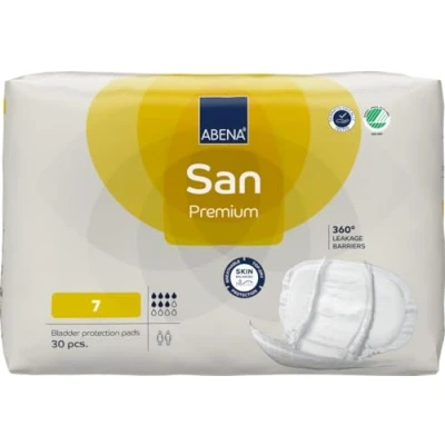 Image of ABENA San Premium Mens &amp; Womens Incontinence Pads, Breathable Comfortable, Fast Absorption, Discreet Effective Shaped Pads for Men/Women 7, 2100ml Absorbency, 30PK