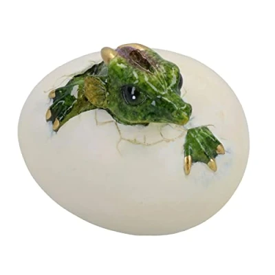Image of AB Tools Green Baby Dragon Egg Hatching Resin Fantasy Sculpture Statue Ornament