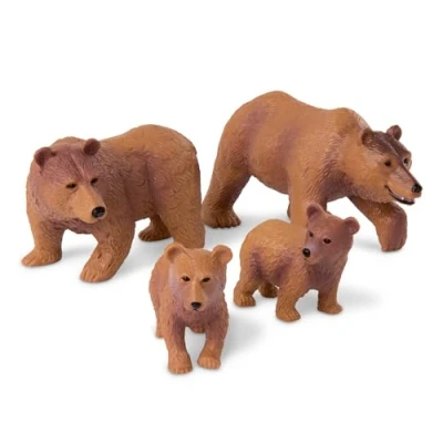 Image of Terra by Battat Brown Bear Family Small Animal Figures for Kids 3 Years Old &amp; Up (4 Pc)