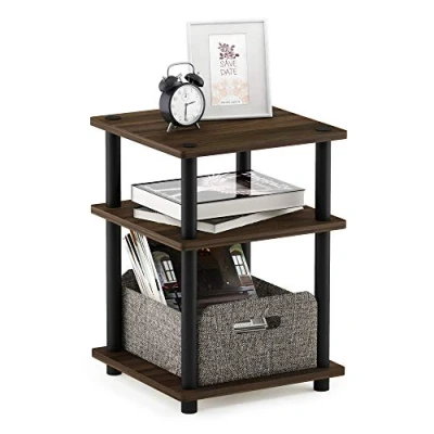 Image of Furinno Turn N Tube Multipurpose Shelf, Side Table, End Columbia Walnut/Black