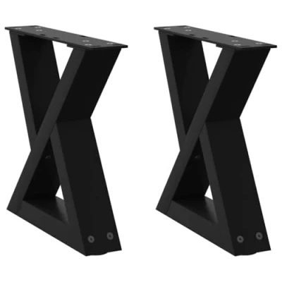 Image of vidaXL Coffee Table Legs Black Steel Adjustable Height/Stability 30x(30 31.3) cm Customizable Modern Furniture Support for Living Room, Bedroom
