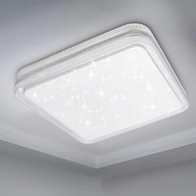 Image of EXTRASTAR 24W LED Ceiling Light, 2600LM, 157W Equivalent, 6500K Cool White Daylight Glaze Star Point Style Square Modern Lights for Living Room, Bedroom, Kitchen, Balcony, Office and More
