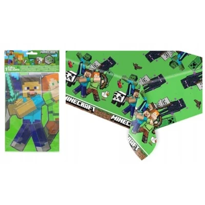 Image of Minecraft Tablecloth as Decoration for Children&#039;s Birthday Parties and Themed Size: 120 x 180 cm, Wipe Clean, Reusable, Party Superhero