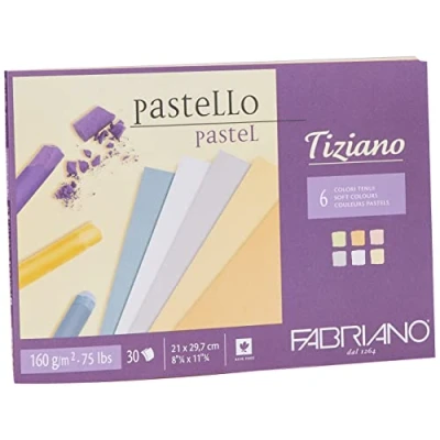 Image of Fabriano Tiziano 46021297 Pastel Paper Pad A4 30 Sheets 6 Soft Colours 160 gsm