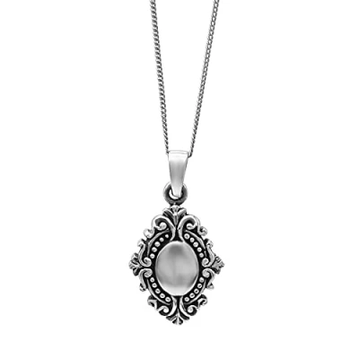 Image of 81stgeneration Women&#039;s 925 Sterling Silver Victorian Style Filigree Oval Pendant Necklace, 18&quot;