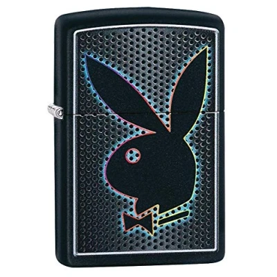Image of Zippo Windproof Lighter, Playboy Bunny, Color Image, Black Matte, Refillable, In Gift Box