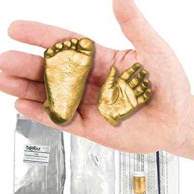 Image of BabyRice Baby Casting Kit to Make 3D Hand and Foot Plaster Casts (Gold)