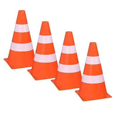 Image of Idena 40085 Pack of 4 Plastic Traffic Cones for Sports, Outdoors, Slalom, Football, Approx. 24 x 13.5 cm, Orange, Pylonen