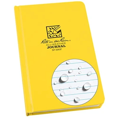 Image of Rite in the Rain Weatherproof Hard Cover Notebook, 4.75&quot; x 7.5&quot;, Yellow Cover, Journal Pattern (No. 390F)