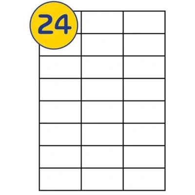 Image of LABELS4U 100 Sheets A4, 24 Labels per Sheet, Size 70 x 37mm (2400 Labels)