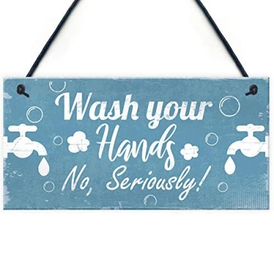 Image of RED OCEAN Nautical Bathroom Door Sign Wash Your Hands Funny Toilet Loo Wall Plaque Home Gift