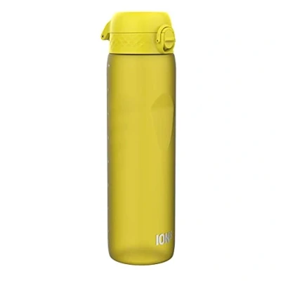 Image of Ion8 1 Litre Water Bottle, Leak Proof, Flip Lid, Carry Handle, Rapid Liquid Flow, Dishwasher Safe, BPA Free, Soft Touch Contoured Grip, Ideal for Sports and Gym, Carbon Neutral Recyclon, Yellow