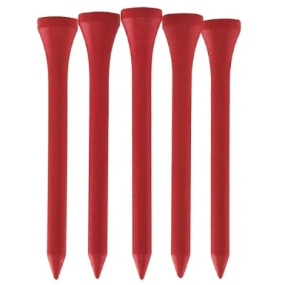 Image of TH Golf Bamboo Tees 70mm Pack of 50 &amp; 100 Multiple Colour Options Premium Eco Friendly Sustainable Durable (Pack 100, Red)