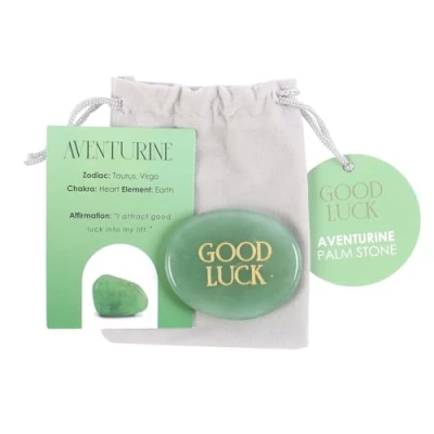 Image of Good Luck Aventurine Crystal Palm Stone Spiritual Gift for Positive Energy, Charm, and Healing Handcrafted Palmstone Vibes&quot;