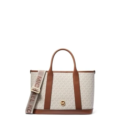 Image of Michael Kors Luisa Satchel Handbag, Women&#039;s, Size: One Size, Vanilla/lugg