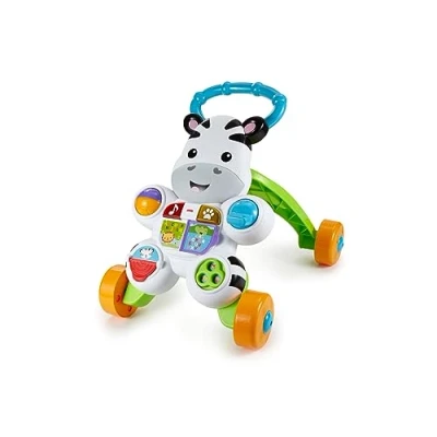 Image of Fisher Price Learn With Me Zebra Walker First Steps Baby Push Along Toy Lights, Music, Girl And Boy Toys Hands On Toddler UK English Version, GXC31
