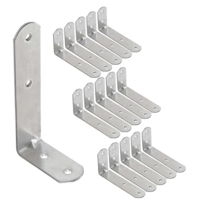 Image of OMIDEAS 15 x Angle Bracket (50 100 25) 90 Degree Right Shelf Corner Brace Plate Wood Metal Connecting Fixing Joining Repair Support L Galvanised Connector