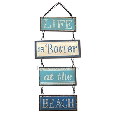 Image of Life Is Better At The Beach Hanging Vintage Design Metal Sign